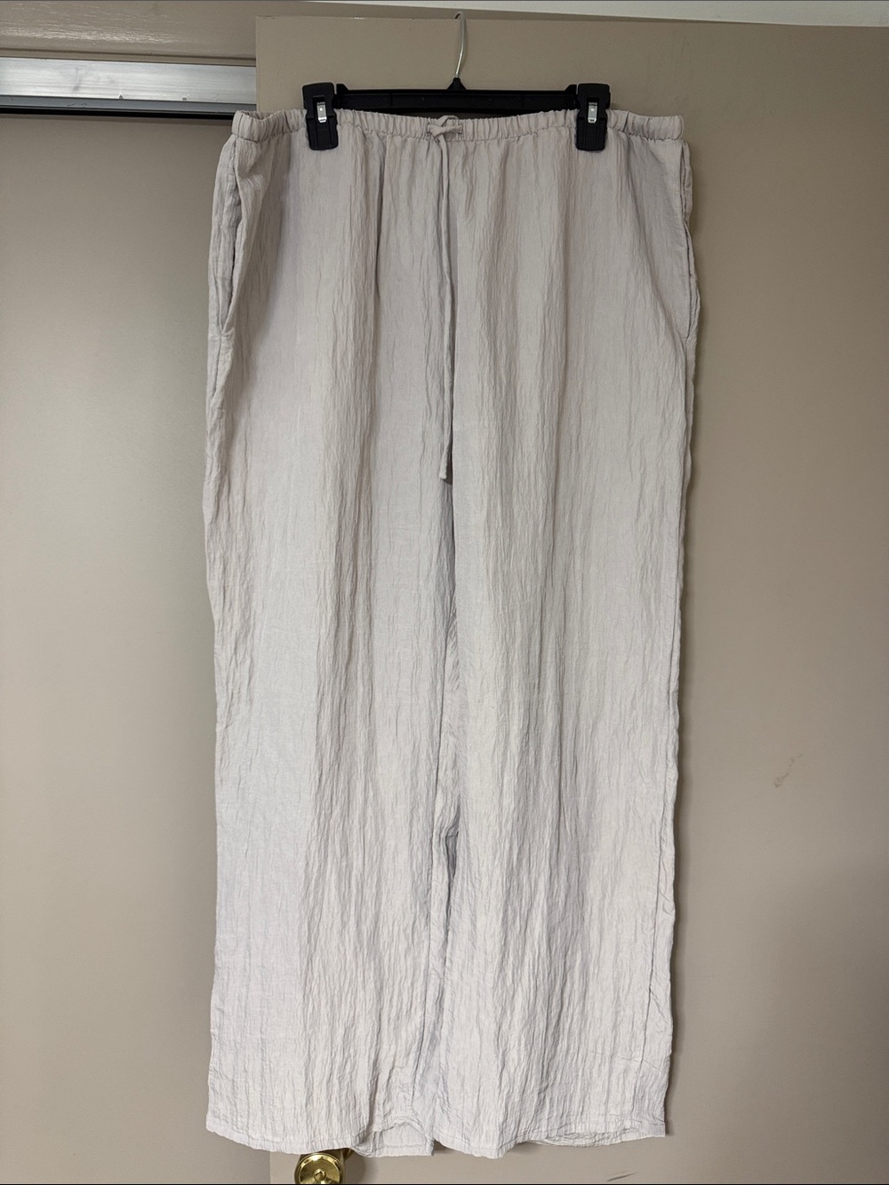 H&M Light Gray Men's Linen-Blend Drawstring Joggers